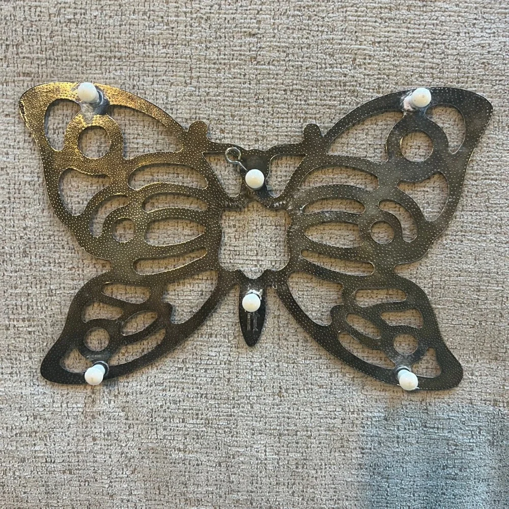 Vintage Leonard Silverplate Butterfly Trivet Silver Plate Wall Decor Italy 11.5